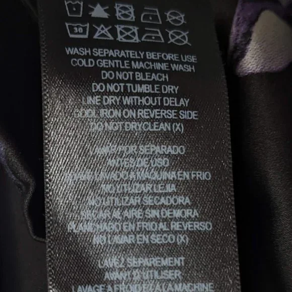 City Chic Black Satin Matching Pajama Set Floral Long Sleeve Pockets Size 24 - Picture 7 of 9